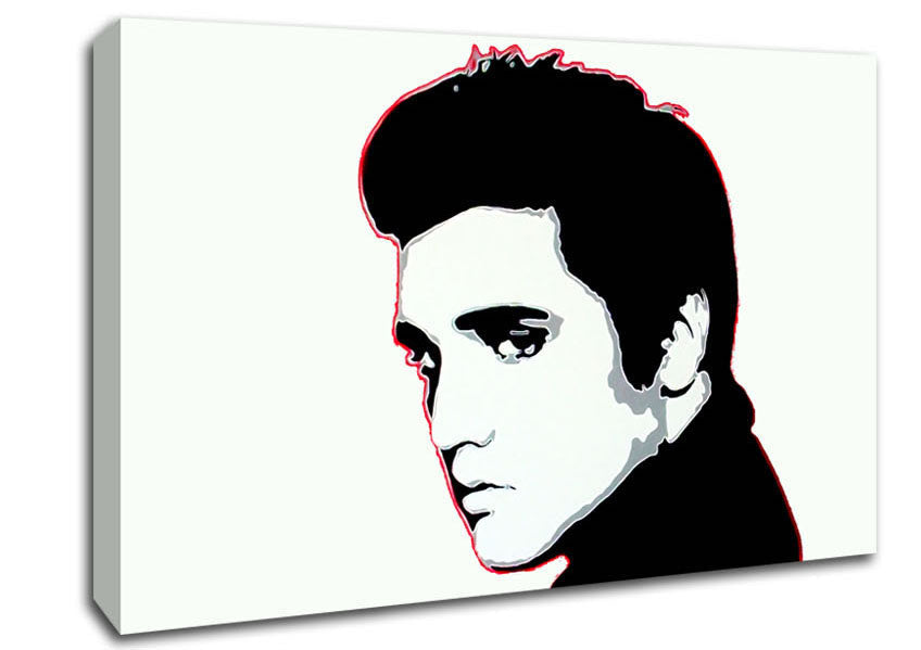 Elvis Portrait White Canvas Wall Art