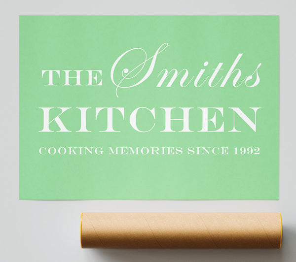 Kitchen Quote Your Family Name And Date Kitchen Green Giclee Print