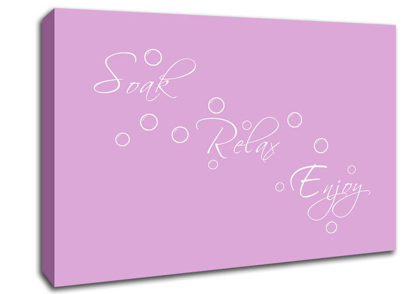 Bathroom Quote Soak Relax Enjoy Pink Canvas Wall Art
