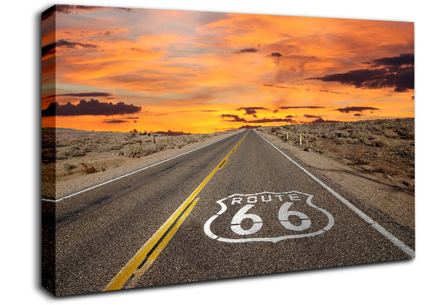 Route 66 Sunset Canvas Wall Art