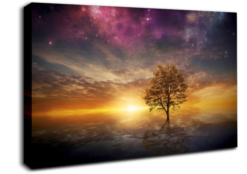 Tree In The Universal Skies Canvas Wall Art