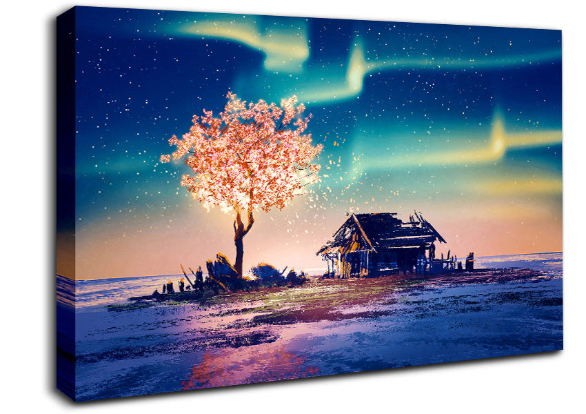 Pink Northern Light Twilight Canvas Wall Art