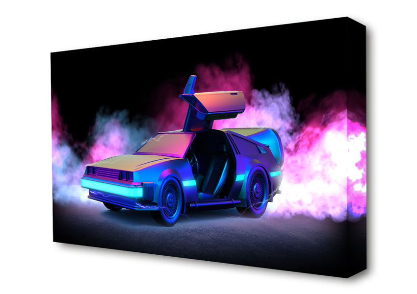 Delorean Smoke Canvas Wall Art
