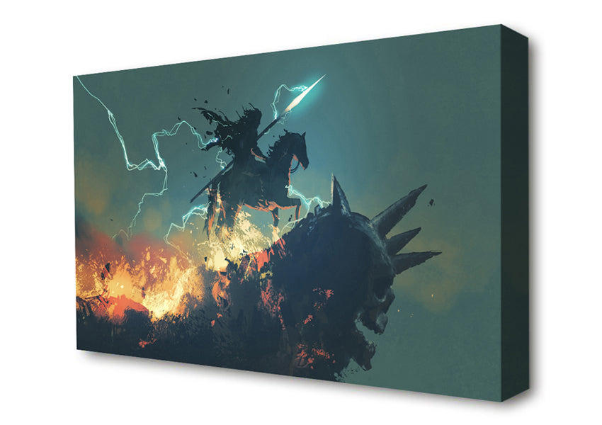Lightning Horse Rider Canvas Wall Art