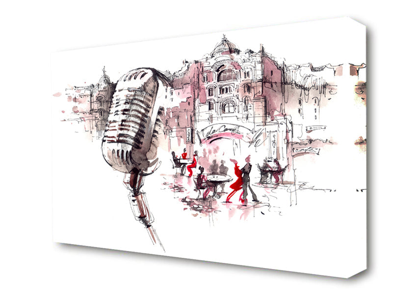 The Old Microphone Village Canvas Wall Art