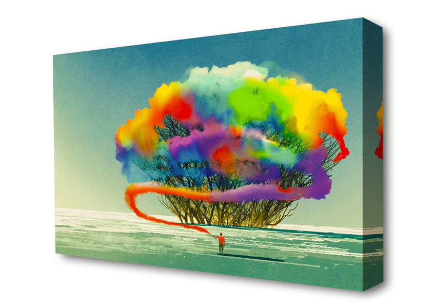 Trees Rainbow Cloud Canvas Wall Art