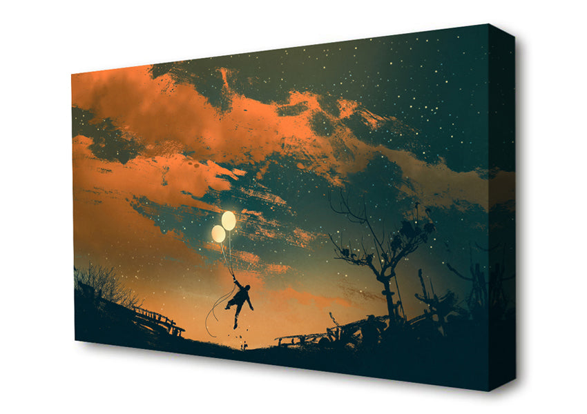 The Two Floating Light Balloons Canvas Wall Art