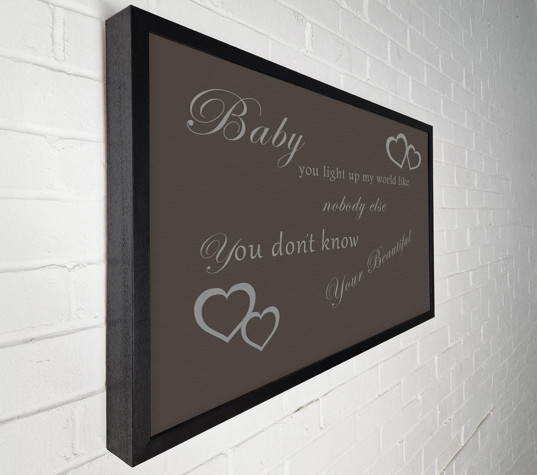  A Canvas Print of Music Quote Baby You Light Up My World 1D Chocolate Canvas Art