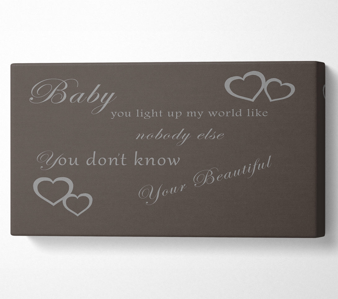  A Canvas Print of Music Quote Baby You Light Up My World 1D Chocolate Canvas Art