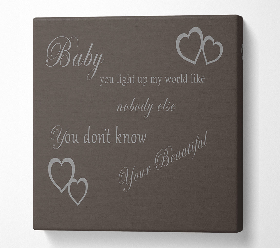  A Canvas Print of Music Quote Baby You Light Up My World 1D Chocolate Canvas Art