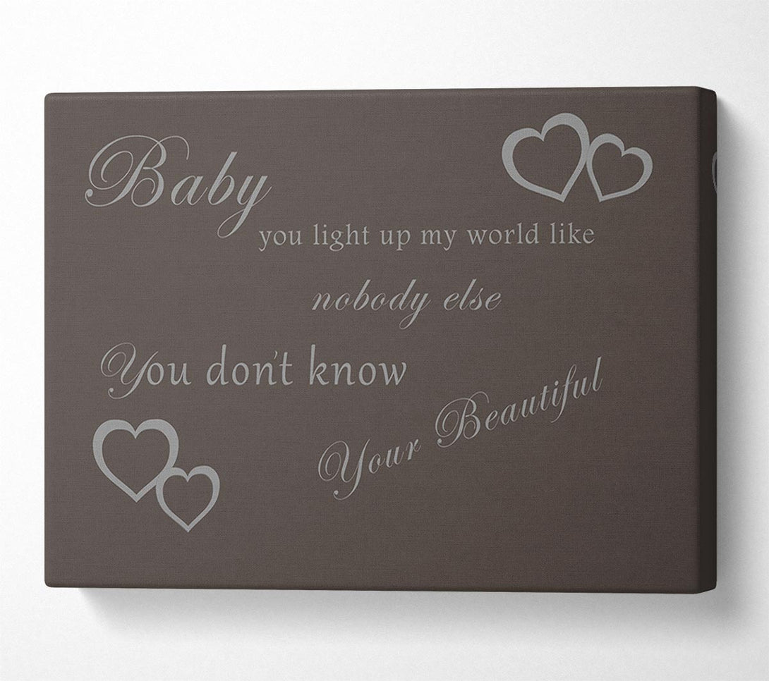 A Canvas Print of Music Quote Baby You Light Up My World 1D Chocolate Canvas Art