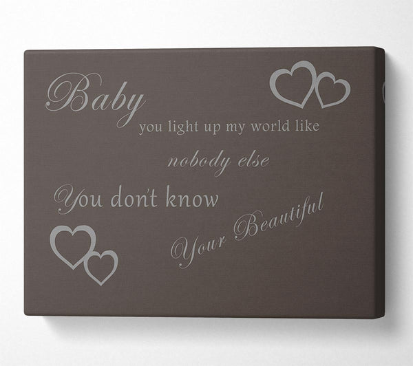  A Canvas Print of Music Quote Baby You Light Up My World 1D Chocolate Canvas Art