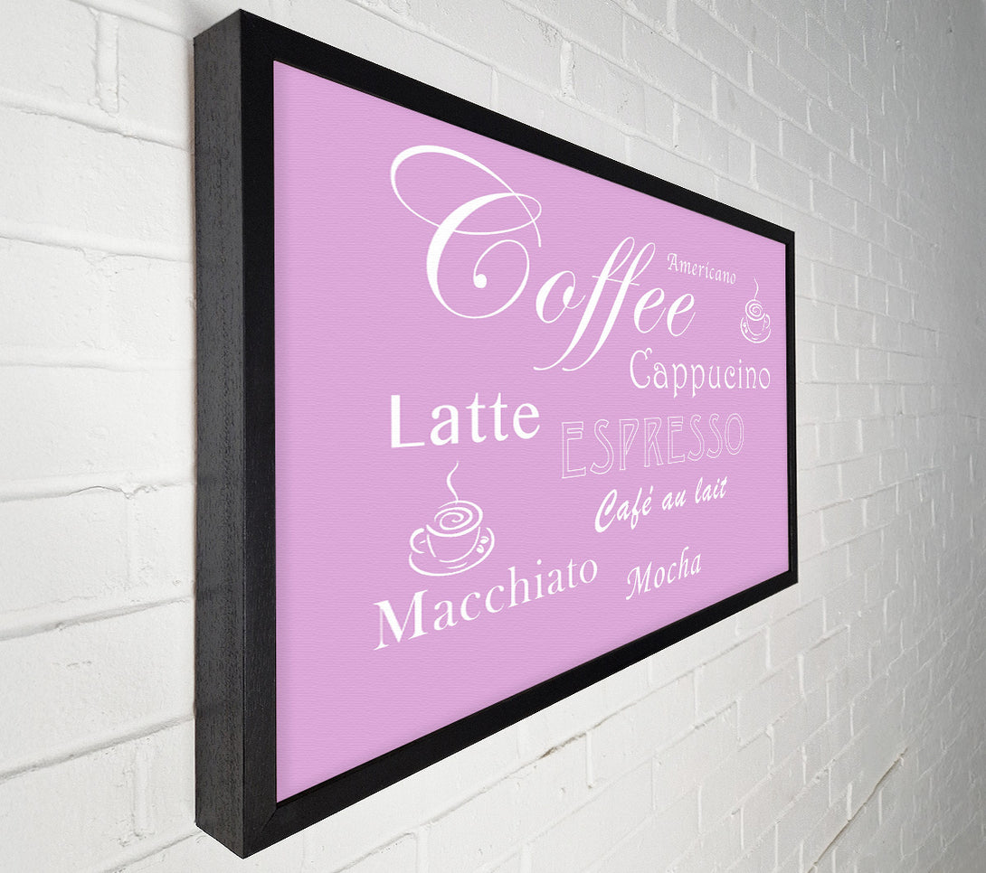  A Canvas Print of Kitchen Quote Coffee Delight Pink Canvas Art