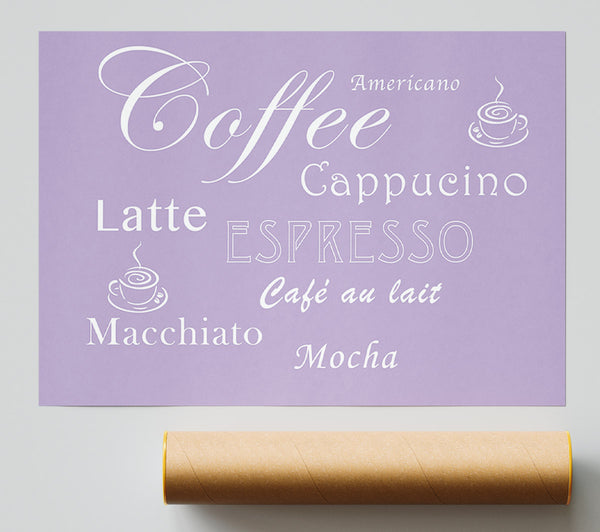 Kitchen Quote Coffee Delight Lilac Giclee Print