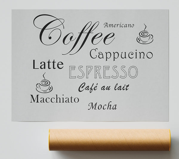 Kitchen Quote Coffee Delight Grey Giclee Print