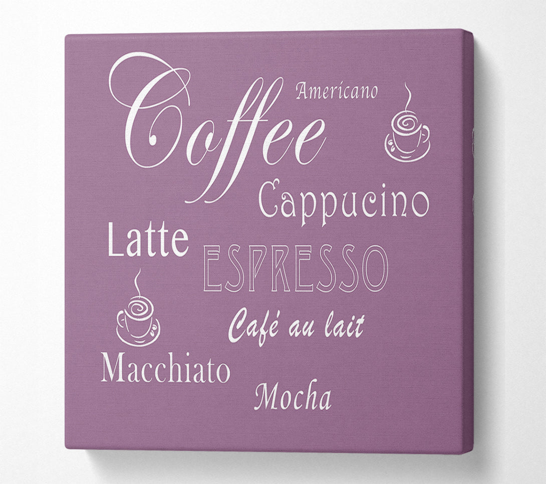  A Canvas Print of Kitchen Quote Coffee Delight Dusty Pink Canvas Print