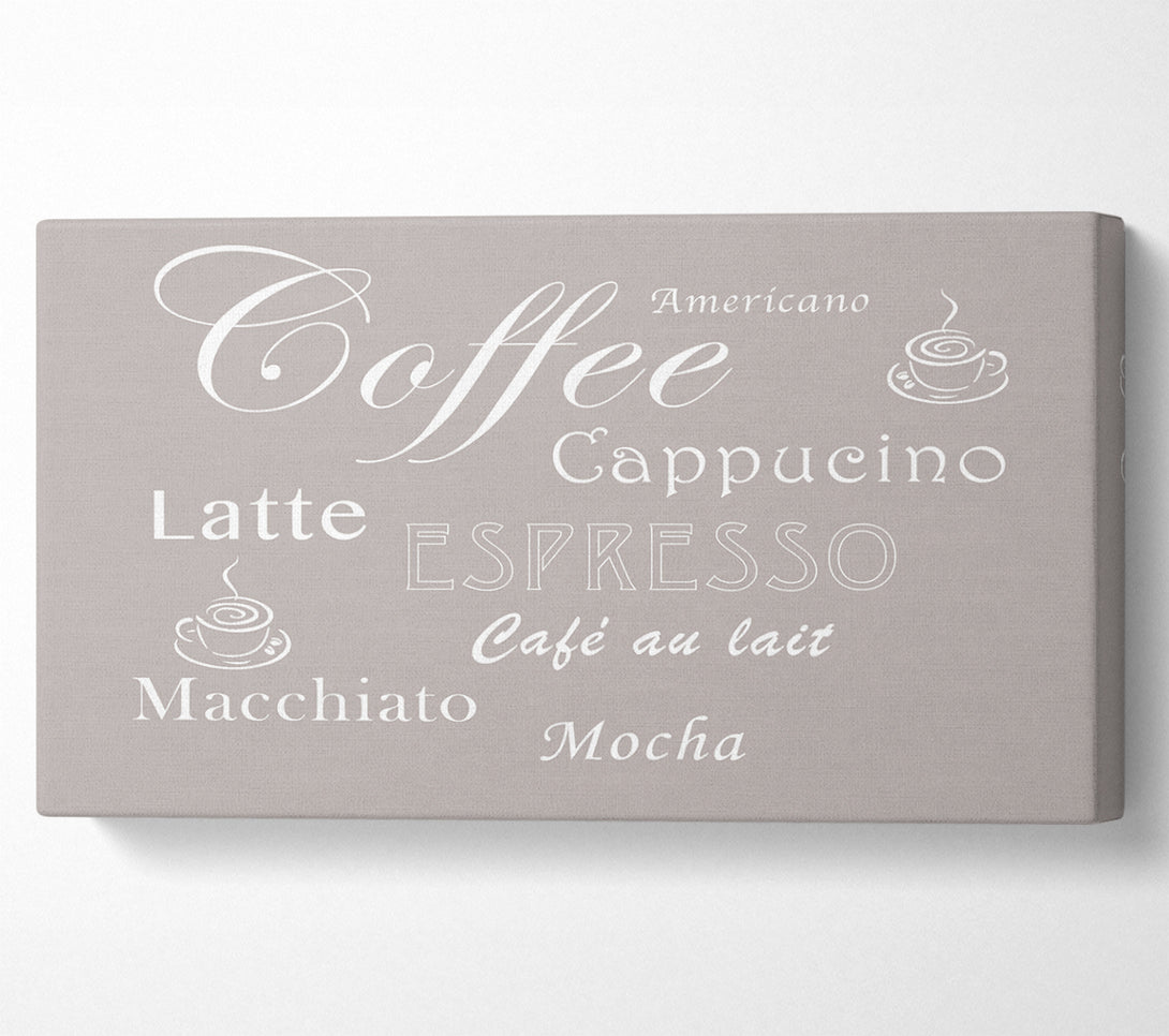 A Canvas Print of Kitchen Quote Coffee Delight Beige Canvas Print