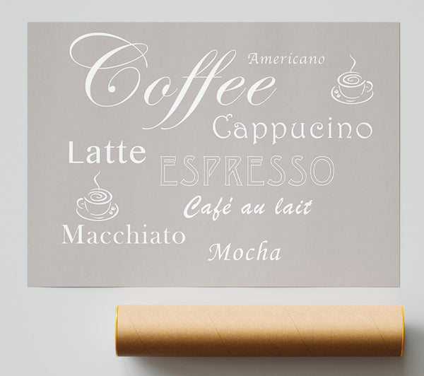 Kitchen Quote Coffee Delight Beige Print