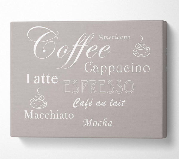  A Canvas Print of Kitchen Quote Coffee Delight Beige Canvas Print