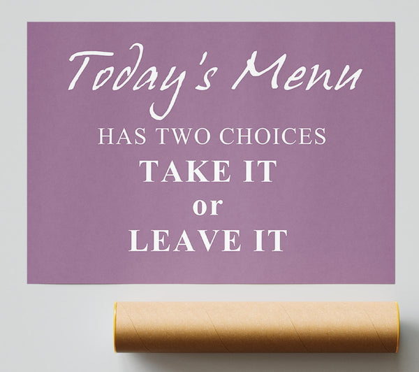 Kitchen Quote Todays Menu Has Two Choices Dusty Pink Poster