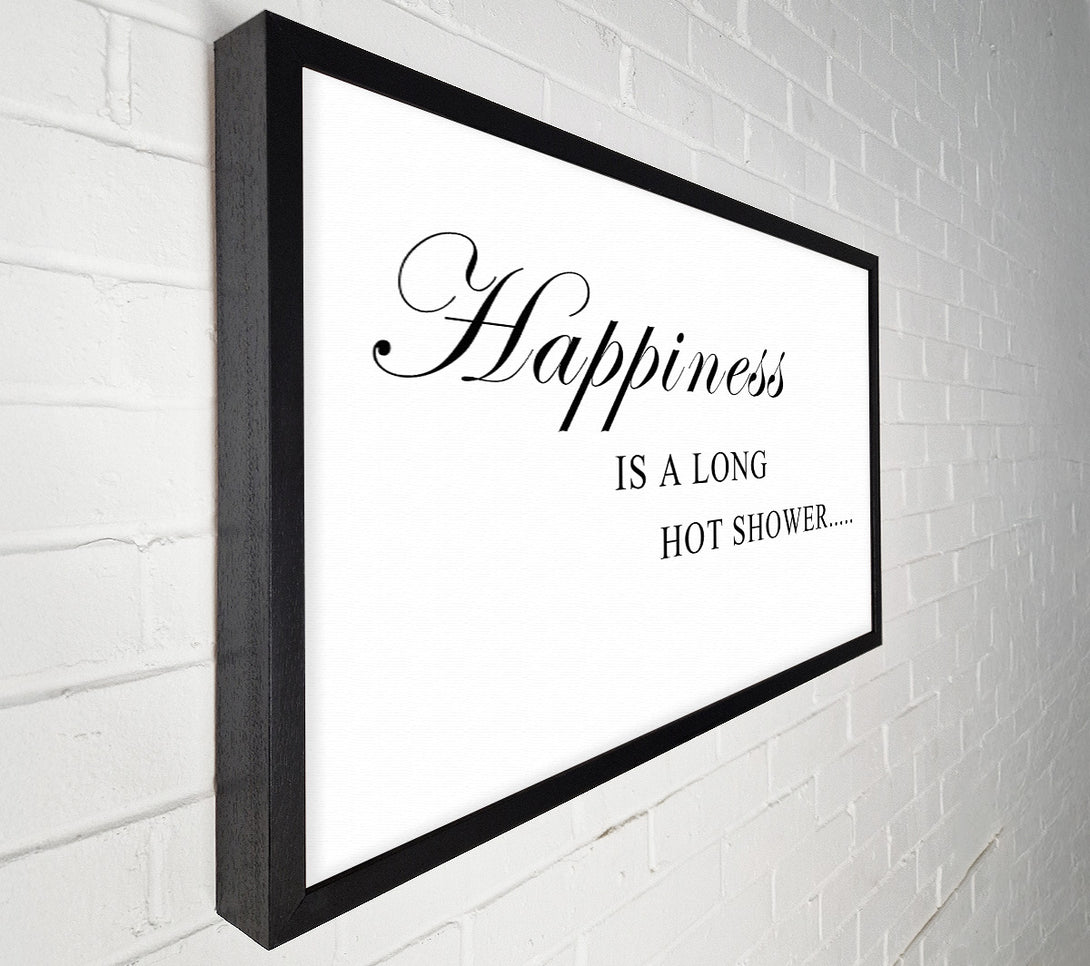 A Canvas Print of Bathroom Quote Happiness Is A Long Hot Shower White Canvas Print