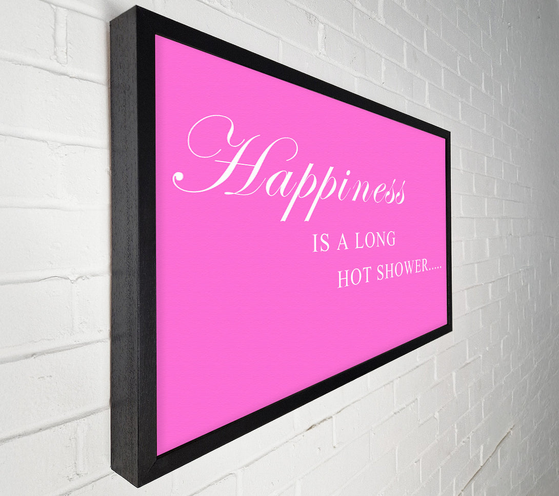 A Canvas Print of Bathroom Quote Happiness Is A Long Hot Shower Vivid Pink Canvas Art