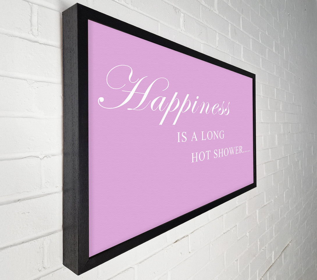  A Canvas Print of Bathroom Quote Happiness Is A Long Hot Shower Pink Canvas Art