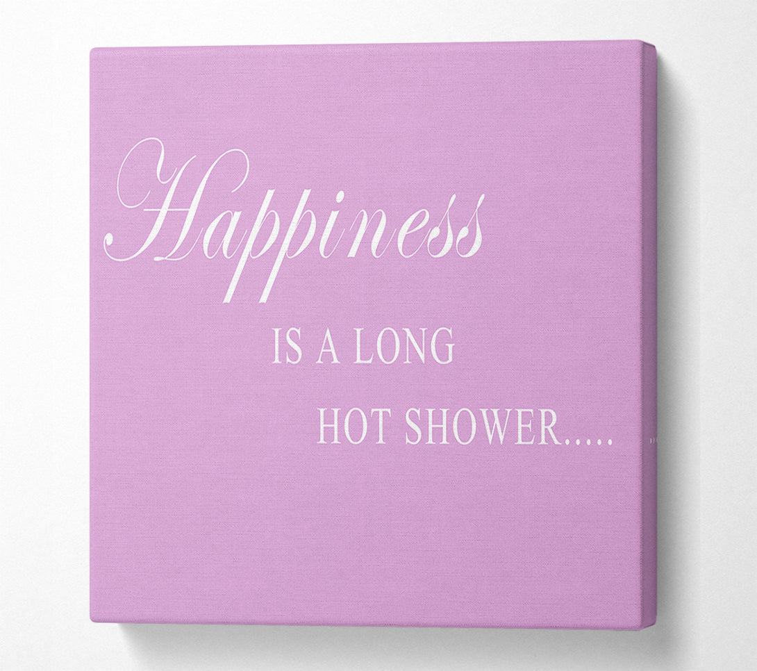  A Canvas Print of Bathroom Quote Happiness Is A Long Hot Shower Pink Canvas Art