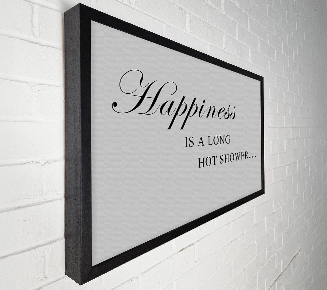  A Canvas Print of Bathroom Quote Happiness Is A Long Hot Shower Grey Canvas Print