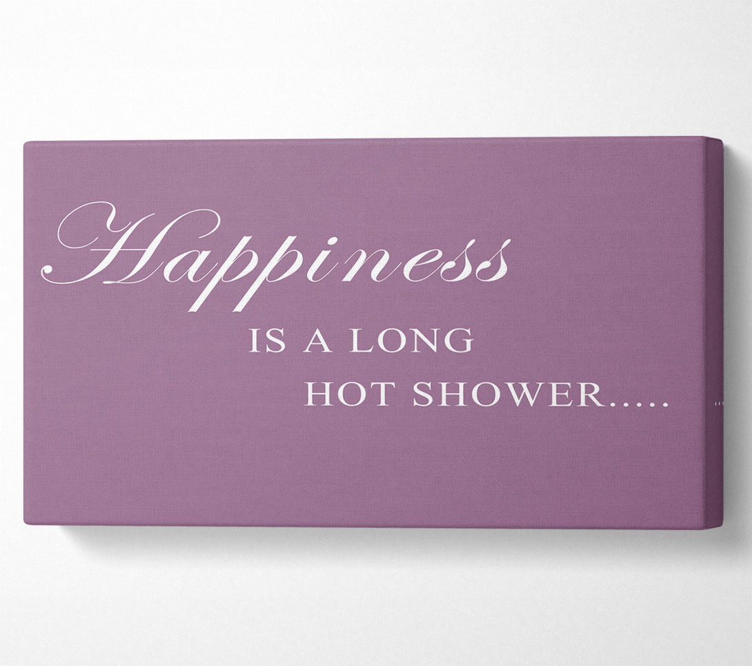  A Canvas Print of Bathroom Quote Happiness Is A Long Hot Shower Dusty Pink Canvas Wall Art