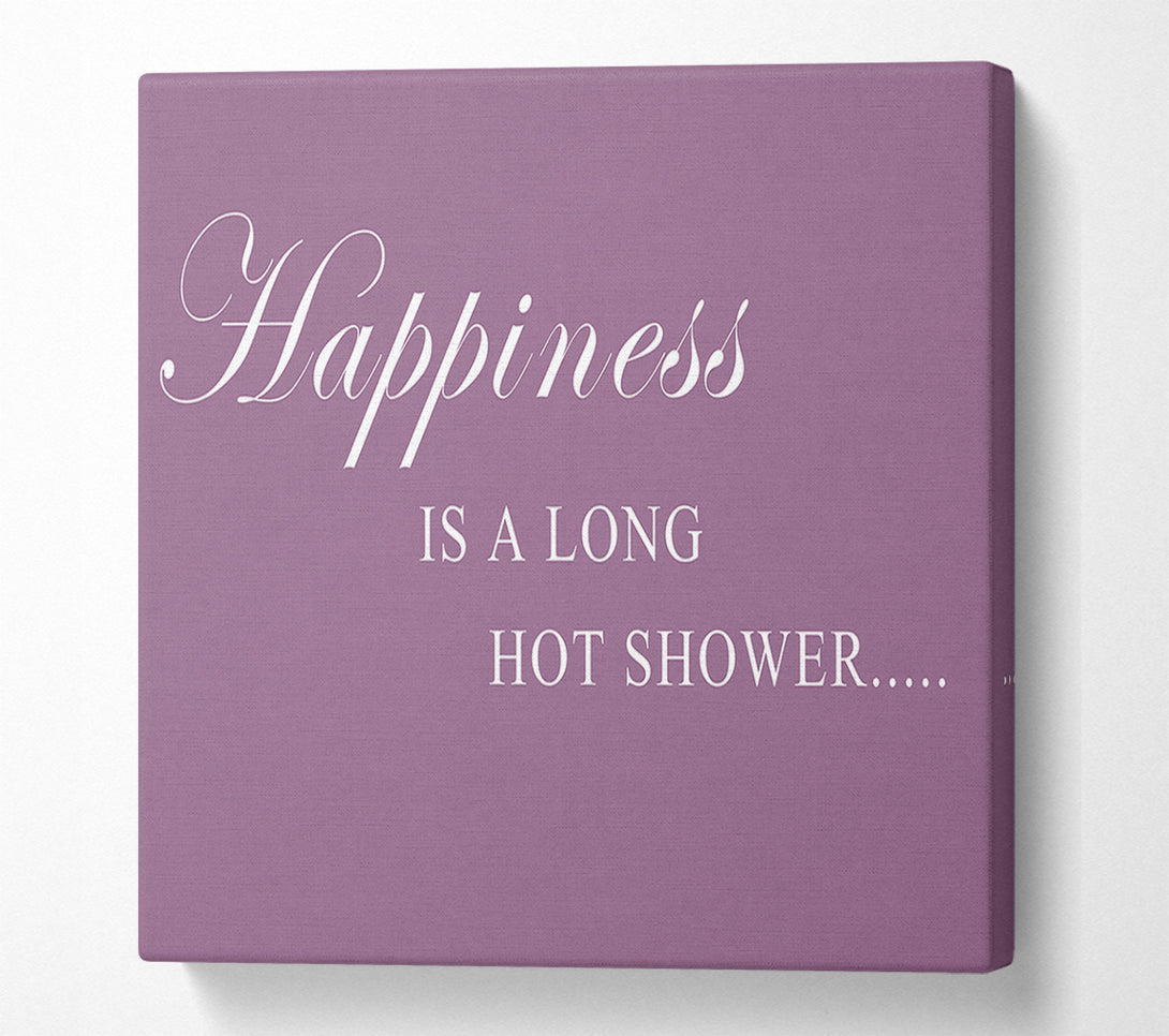  A Canvas Print of Bathroom Quote Happiness Is A Long Hot Shower Dusty Pink Canvas Wall Art