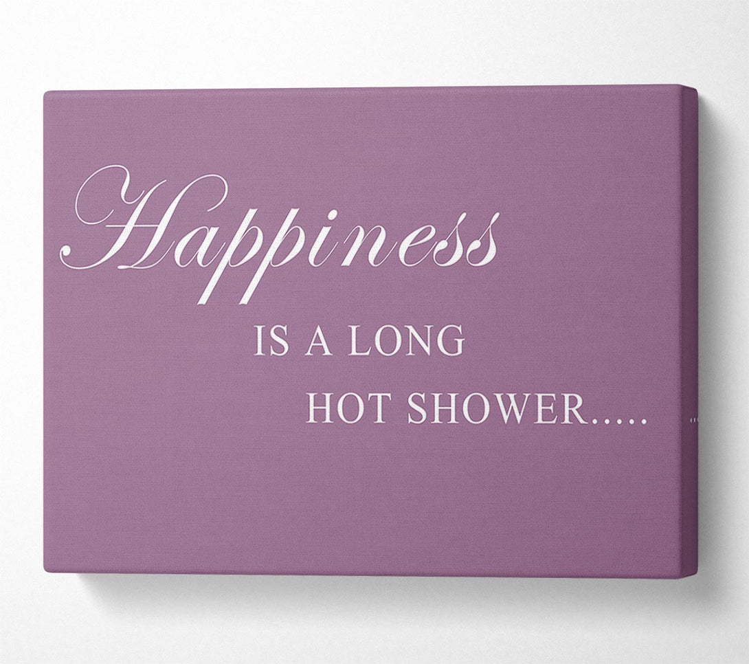  A Canvas Print of Bathroom Quote Happiness Is A Long Hot Shower Dusty Pink Canvas Wall Art