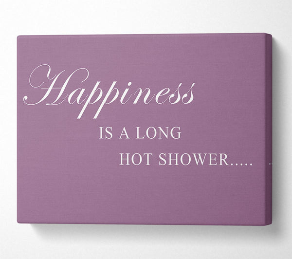  A Canvas Print of Bathroom Quote Happiness Is A Long Hot Shower Dusty Pink Canvas Wall Art