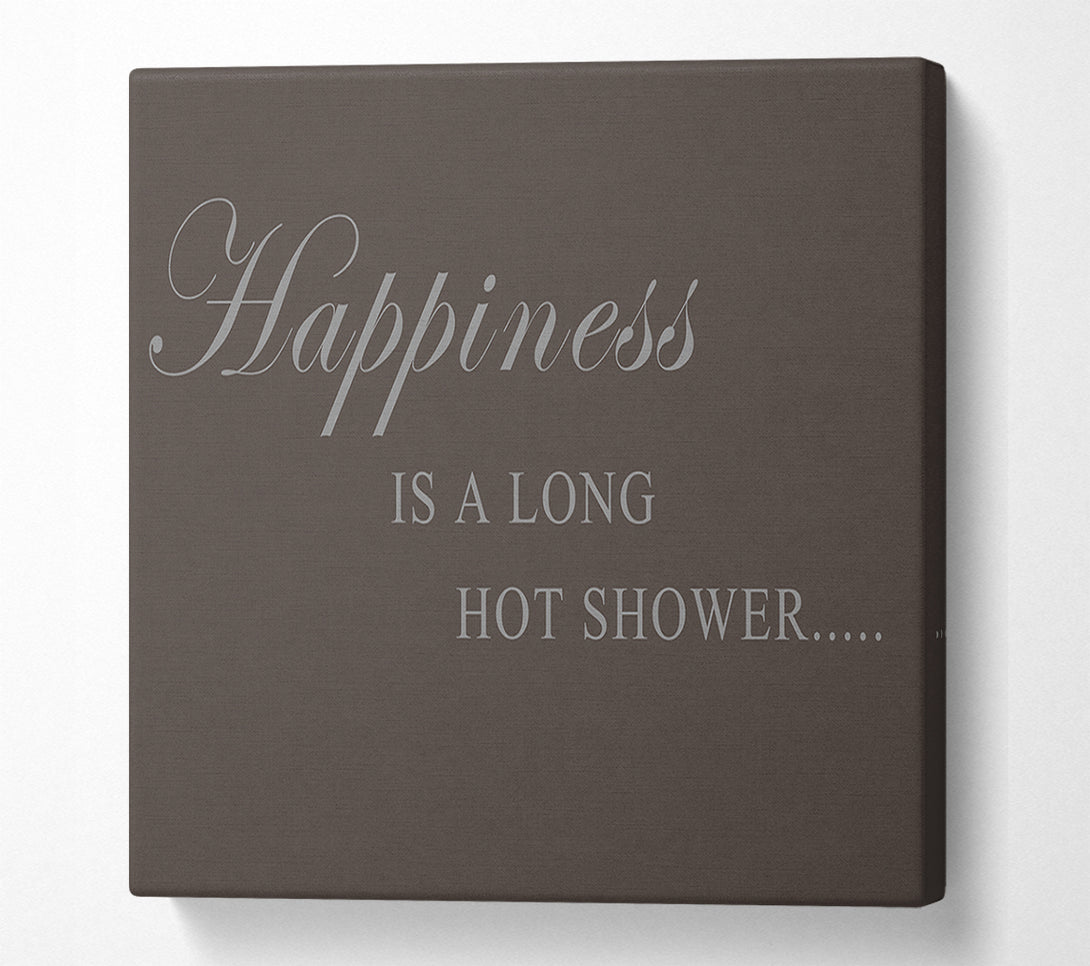  A Canvas Print of Bathroom Quote Happiness Is A Long Hot Shower Chocolate Canvas Art