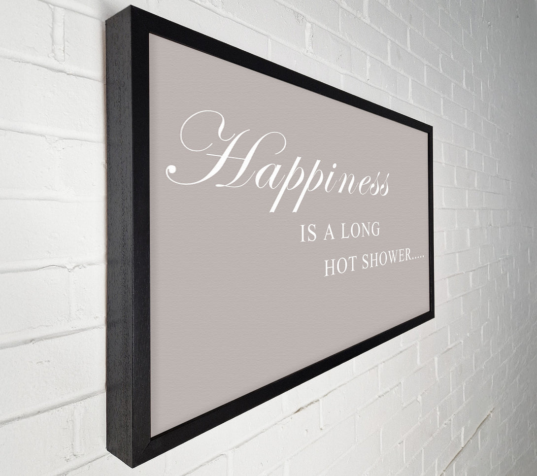  A Canvas Print of Bathroom Quote Happiness Is A Long Hot Shower Beige Canvas Print