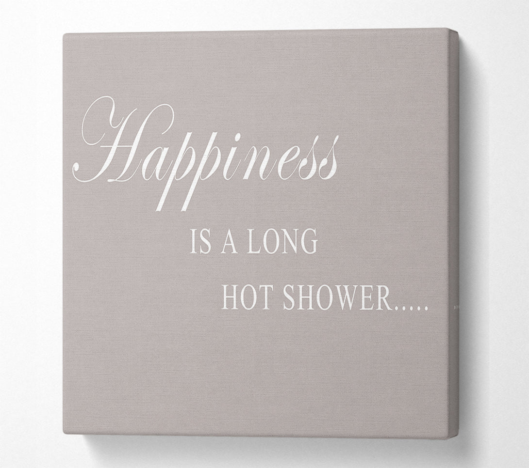  A Canvas Print of Bathroom Quote Happiness Is A Long Hot Shower Beige Canvas Print