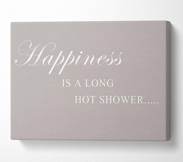  A Canvas Print of Bathroom Quote Happiness Is A Long Hot Shower Beige Canvas Print