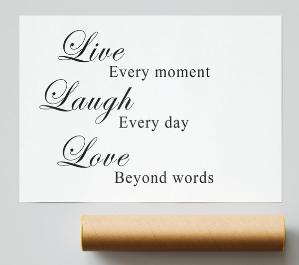 Love Quote Live Laugh Love White Giclee Print