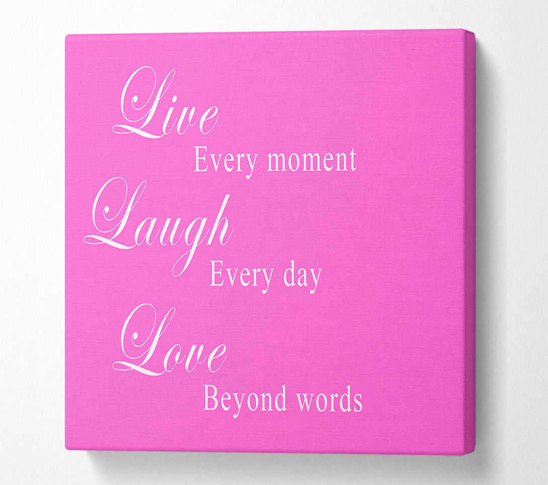  A Canvas Print of Love Quote Live Laugh Love Vivid Pink Canvas Art
