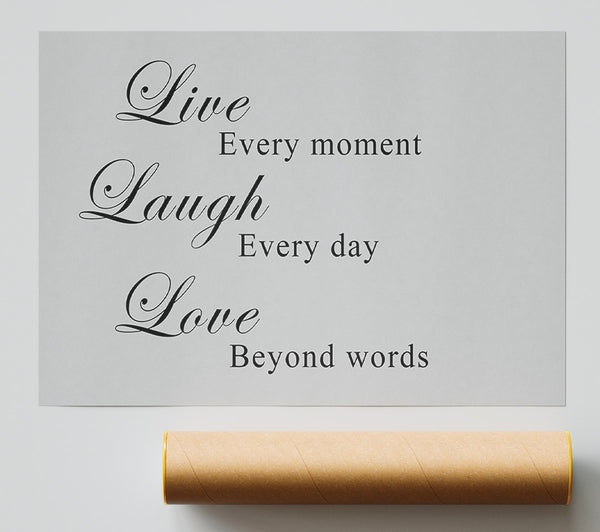 Love Quote Live Laugh Love Grey Poster