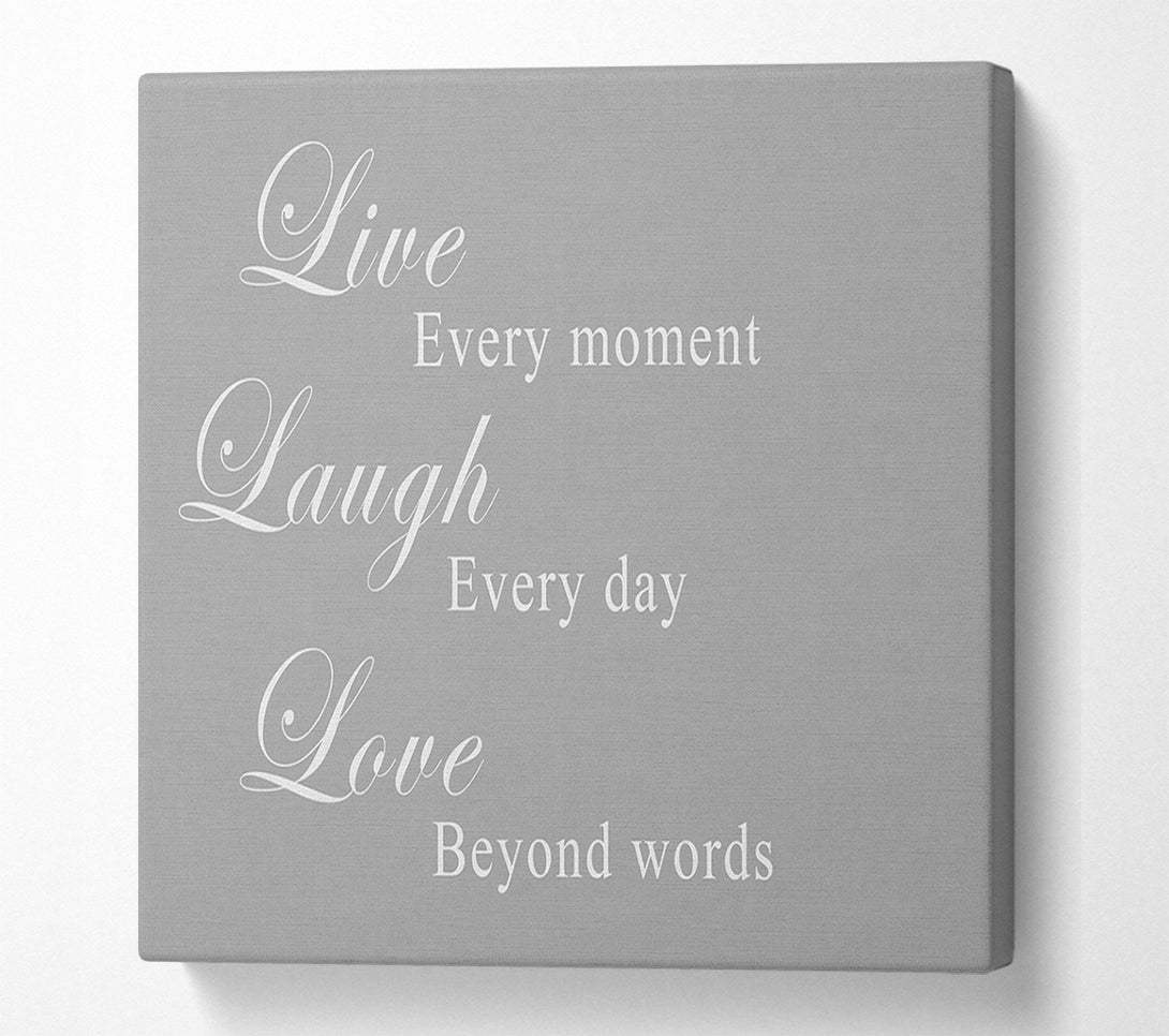  A Canvas Print of Love Quote Live Laugh Love Grey White Canvas Art