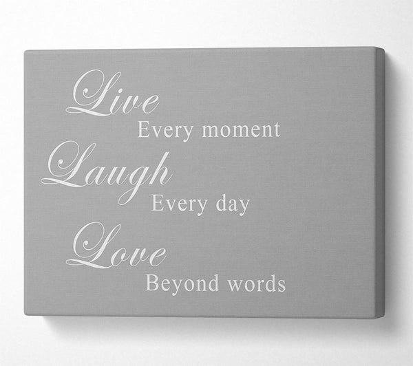 A Canvas Print of Love Quote Live Laugh Love Grey White Canvas Art
