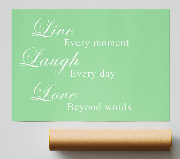 Love Quote Live Laugh Love Green Giclee Print