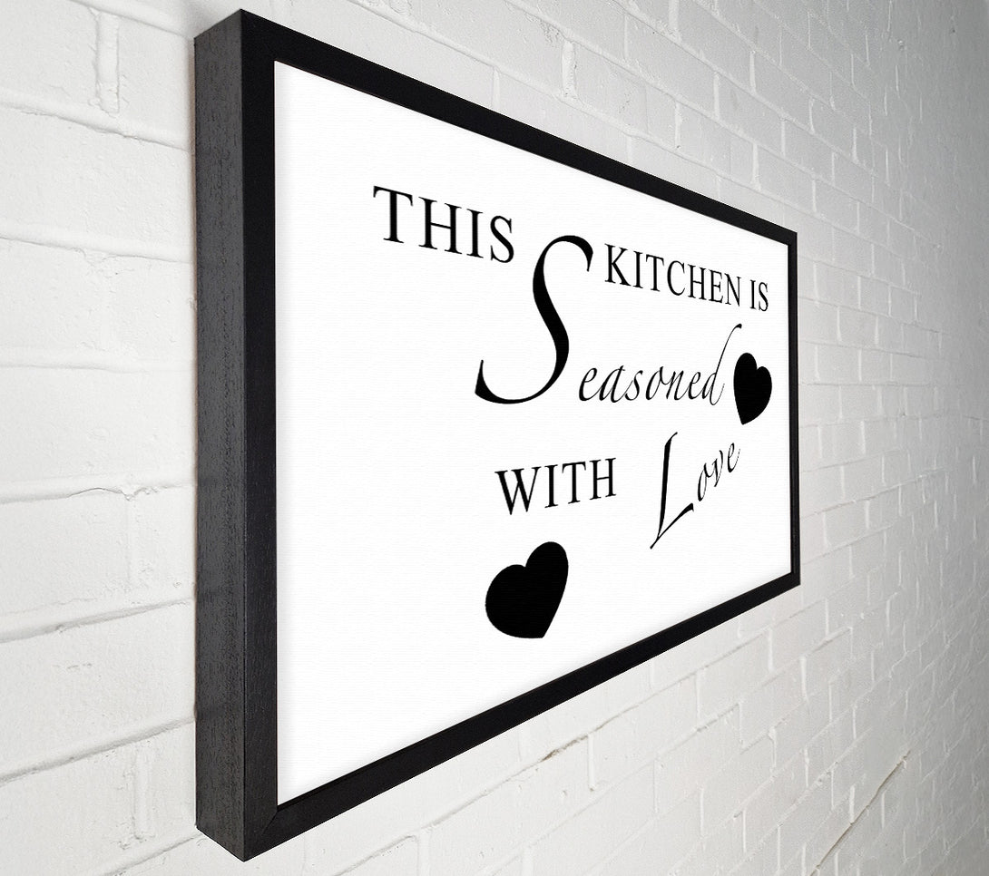  A Canvas Print of Kitchen Quote This Kitchen Is Seasoned With Love White Canvas Wall Art