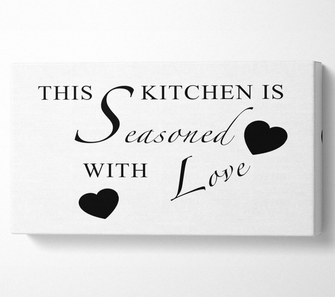  A Canvas Print of Kitchen Quote This Kitchen Is Seasoned With Love White Canvas Wall Art