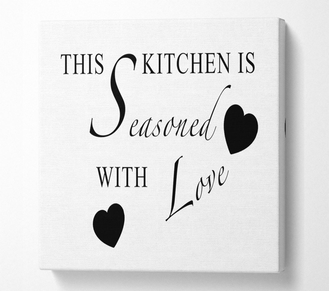  A Canvas Print of Kitchen Quote This Kitchen Is Seasoned With Love White Canvas Wall Art