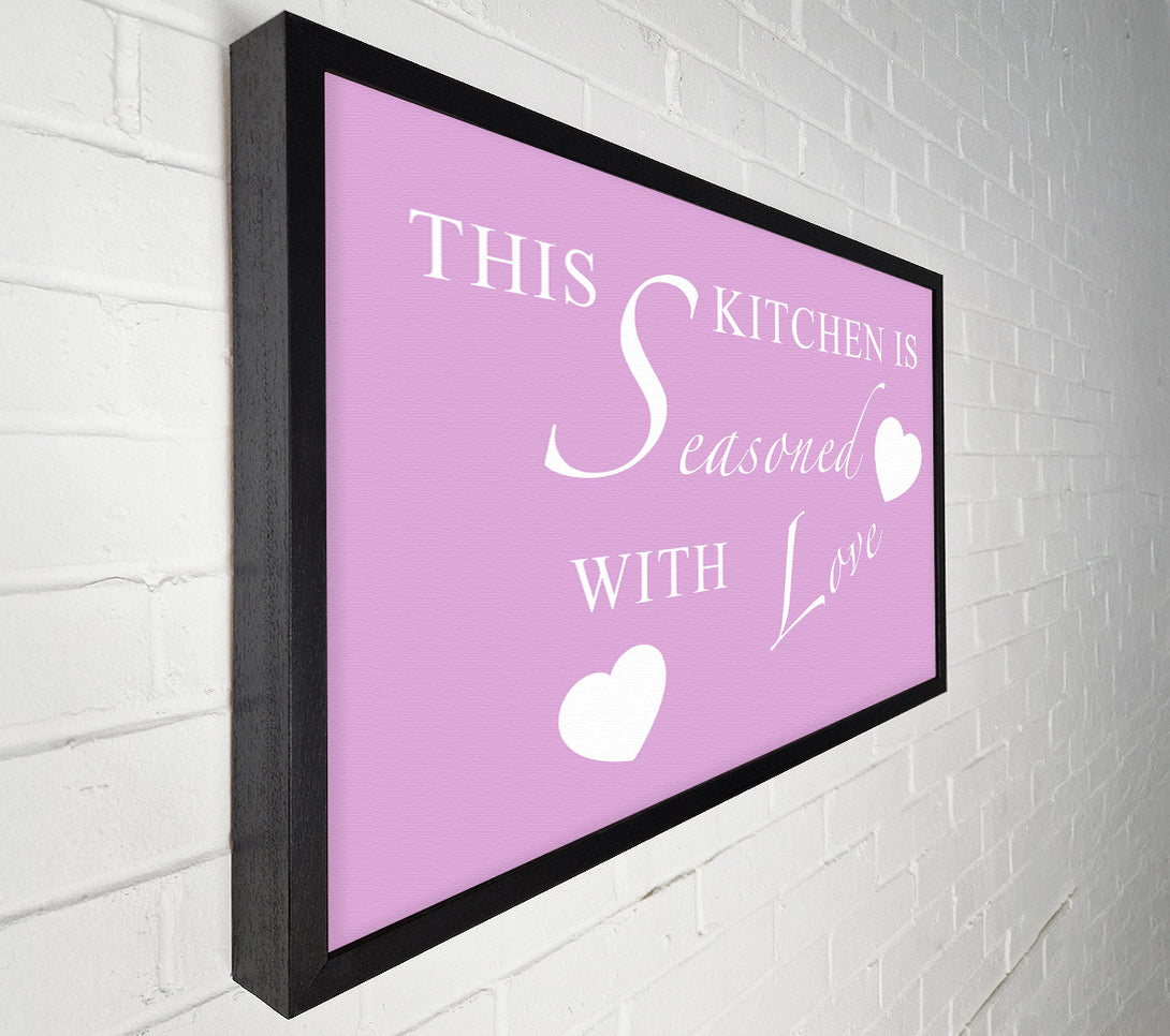  A Canvas Print of Kitchen Quote This Kitchen Is Seasoned With Love Pink Canvas Print