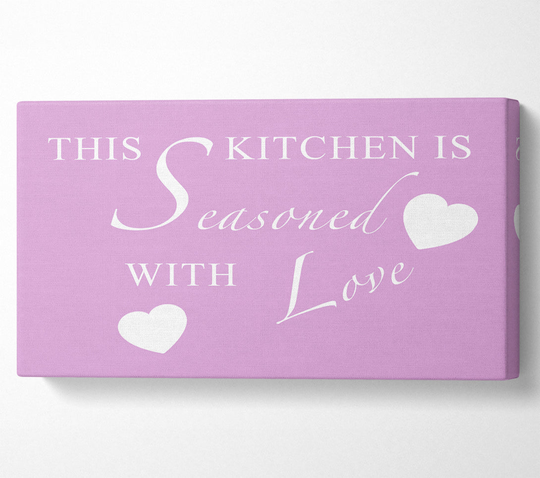  A Canvas Print of Kitchen Quote This Kitchen Is Seasoned With Love Pink Canvas Print