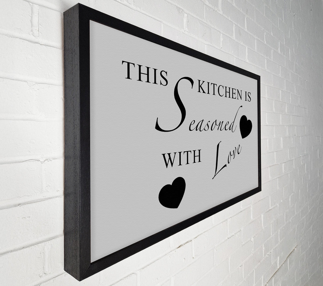  A Canvas Print of Kitchen Quote This Kitchen Is Seasoned With Love Grey Canvas Wall Art