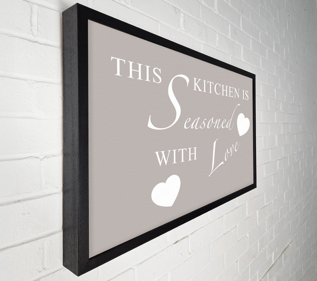  A Canvas Print of Kitchen Quote This Kitchen Is Seasoned With Love Beige Canvas Art